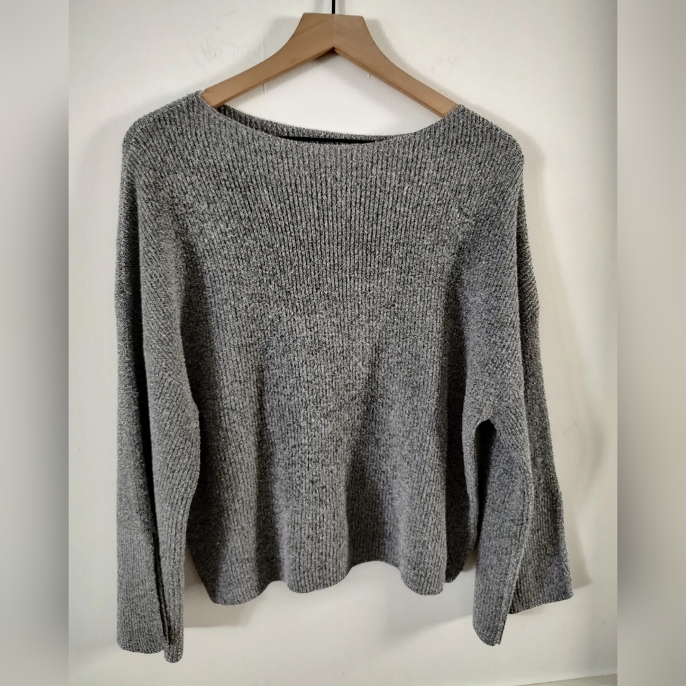 Gray Bell Sleeve Knit Sweater- Size XS